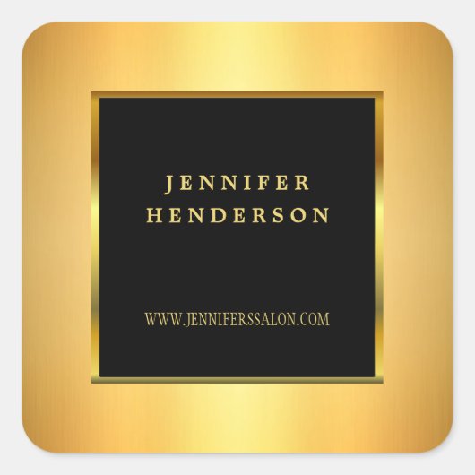 モダンエレガントプロフェッショナルブラックと金ゴールド スクエアシール (正面)