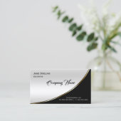 モダンエレガントプロフェッショナルブラックライトシルバー 名刺 (スタンド正面)