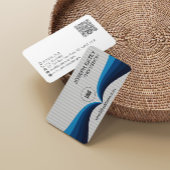 モダンエレガントプロフェッショナルブルーウェーブQRコード 名刺