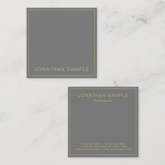 モダンエレガントプロフェッショナルプレミアムシルク仕上げ スクエア名刺 (正面/裏面)