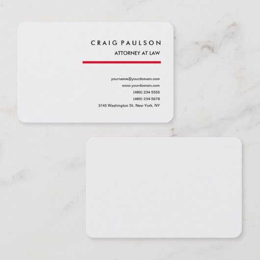 モダンエレガントプロフェッショナルミニマル赤白 名刺 (正面/裏面)