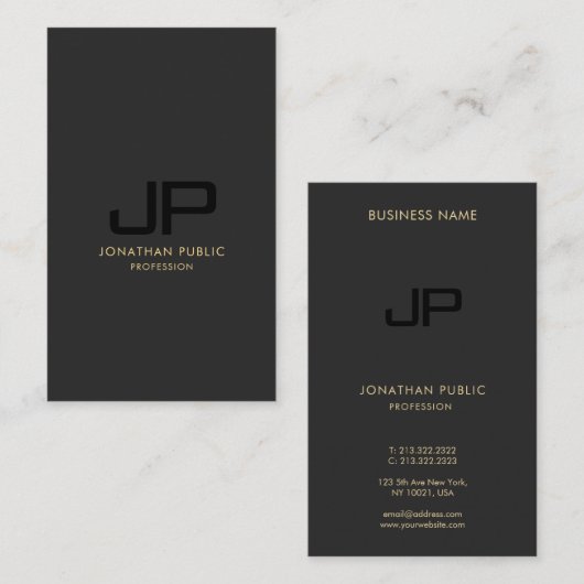 モダンエレガントプロフェッショナルモノグラムテンプレート 名刺 (正面/裏面)