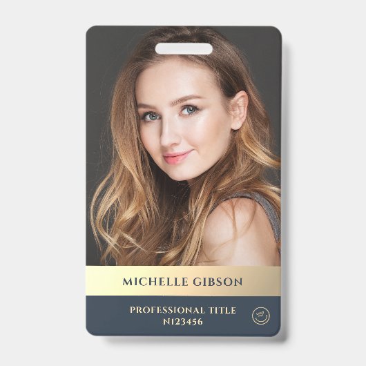 モダンエレガントプロフェッショナルラグジュアリーブルー金ゴールド バッジ (Front)