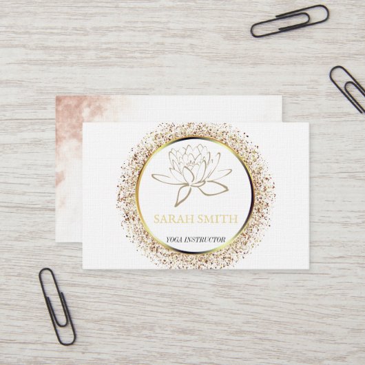 モダンエレガントプロフェッショナル蓮フラワービジネス 名刺 (正面/裏面インサイチュ)