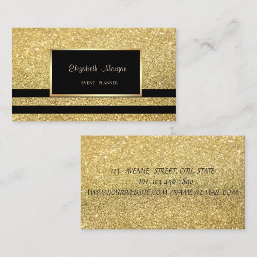 モダンエレガントプロフェッショナル金ゴールドストライプの、フレーム 名刺 (正面/裏面)