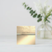 モダンエレガントプロフェッショナル金ゴールド、ブラックストライプ スクエア名刺 (スタンド正面)