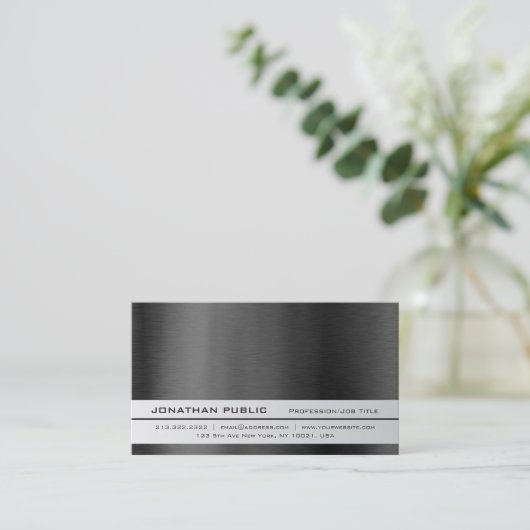 モダンエレガントプロフェッショナル銀シンプルプレーン 名刺 (スタンド正面)