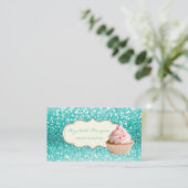 モダンエレガントプロフェッショナル、きらびやかな《写真》ぼけ味、カップケーキ 名刺 (スタンド正面)