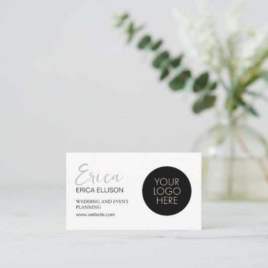 モダンエレガントプロフェッショナル・ビジネスQRコード・ロゴ 名刺 (スタンド正面)