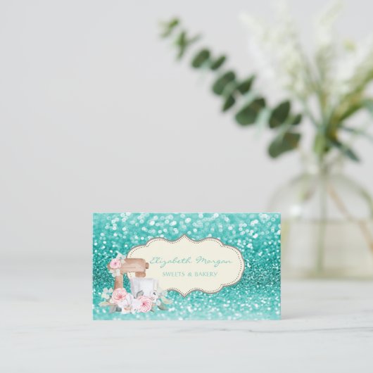 モダンエレガントプロフェッショナル、《写真》ぼけ味、ミキサの花 名刺 (スタンド正面)