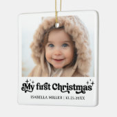 モダンエレガントベビー初めてのクリスマスベビー写真 セラミックオーナメント (左)
