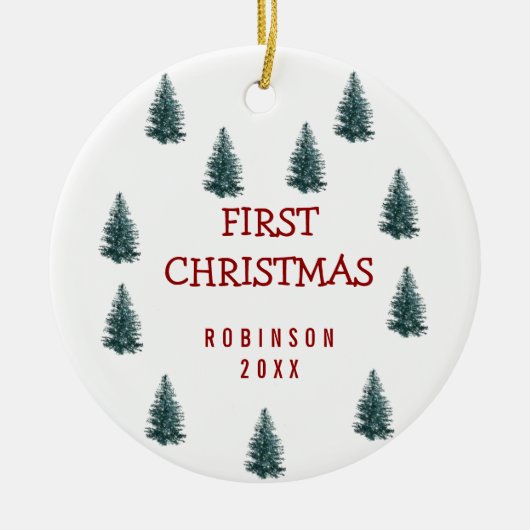 モダンエレガントベビー初めてのクリスマスベビー セラミックオーナメント (正面)