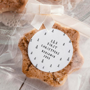 モダンエレガントベビー初めてのクリスマスベビー ラウンドシール