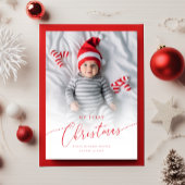 モダンエレガントベビー初めてのクリスマス写真 シーズンカード