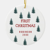 モダンエレガントベビー初めてのクリスマス セラミックオーナメント (正面)