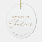 モダンエレガントベビー誕生の統計初めてのクリスマス セラミックオーナメント (左)