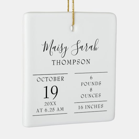 モダンエレガントベビー誕生統計の写真 セラミックオーナメント (右)