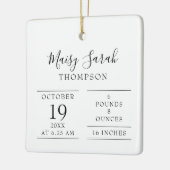 モダンエレガントベビー誕生統計の写真 セラミックオーナメント (左)