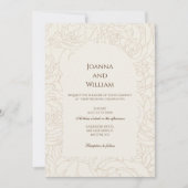 モダンエレガントベージュ茶色結婚式招待状 招待状 (正面)