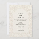 モダンエレガントベージュ茶色結婚式招待状 招待状 (正面)