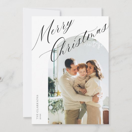 モダンエレガントボホスクリプトホリデーカード 招待状 (正面)