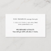 モダンエレガントマッサージセラピストグレー金ゴールド ロイヤリティカード (裏面)