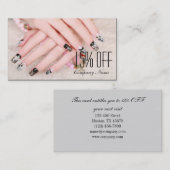 モダンエレガントマニキュア爪、 ネイルネイルサロン 名刺 (正面/裏面)