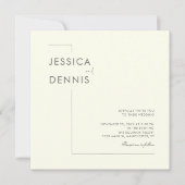 モダンエレガントミニマルアイボリースクエア結婚ズ 招待状 (正面)