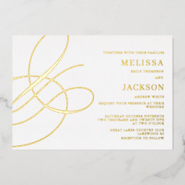 モダンエレガントミニマルアンパ結婚サンド 箔招待状