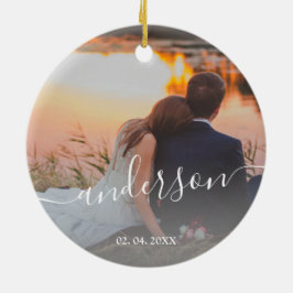 モダンエレガントミニマルカスタム家族の写真 セラミックオーナメント