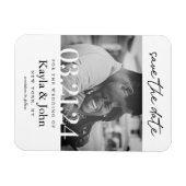 モダンエレガントミニマルクラシックホワイトセーブ日 マグネット (横)