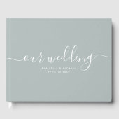 モダンエレガントミニマルシッ結婚ク・ダスティ・セージ ゲストブック (正面)