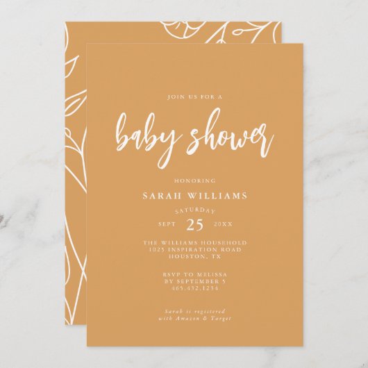 モダンエレガントミニマルシャワー | 招待状 (正面/裏面)