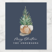 モダンエレガントミニマルシンプルネイビー ワインラベル (シングルラベル)