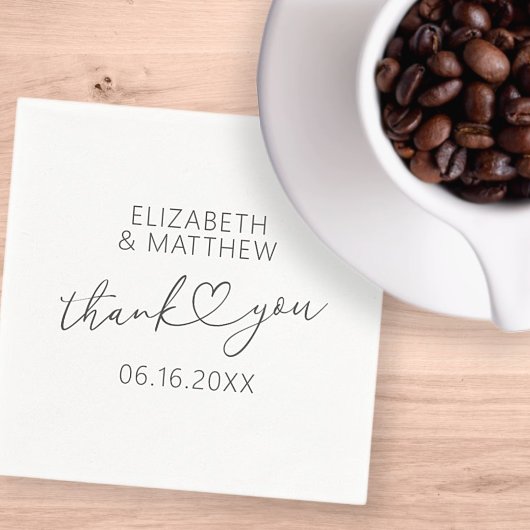 モダンエレガントミニマルシンプルハート結婚ズ スタンダードカクテルナプキン