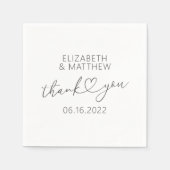 モダンエレガントミニマルシンプルハート結婚ズ スタンダードカクテルナプキン (正面)