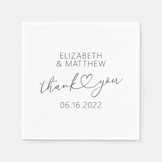 モダンエレガントミニマルシンプルハート結婚ズ スタンダードカクテルナプキン (正面)