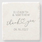 モダンエレガントミニマルシンプルハート結婚ズ ストーンコースター (正面)