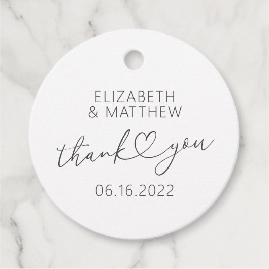 モダンエレガントミニマルシンプルハート結婚ズ フェイバータグ (正面)