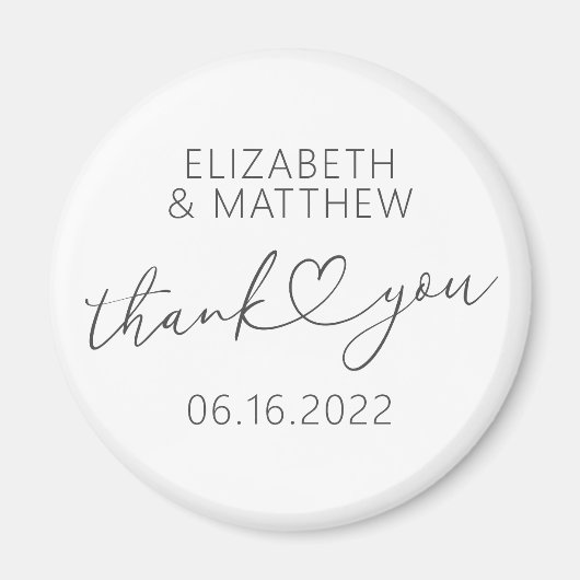 モダンエレガントミニマルシンプルハート結婚ズ マグネット (正面)