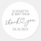 モダンエレガントミニマルシンプルハート結婚ズ ラウンドシール (正面)