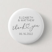 モダンエレガントミニマルシンプルハート結婚ズ 缶バッジ (正面)