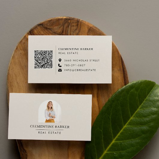 モダンエレガントミニマルシンプルbeige arch photo 名刺