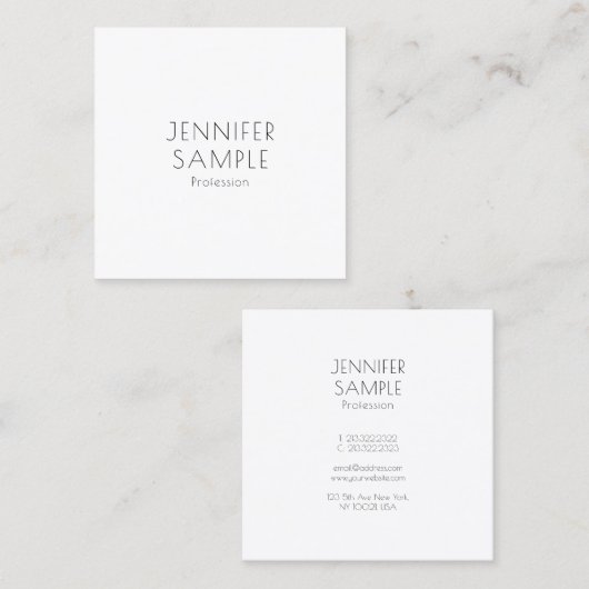 モダンエレガントミニマルテンプレートパーソナライズされた スクエア名刺 (正面/裏面)