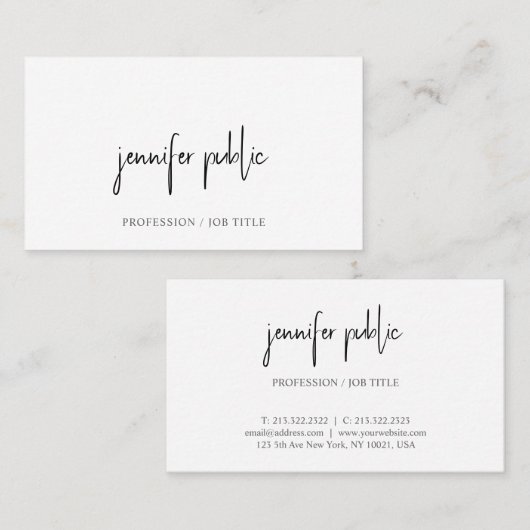 モダンエレガントミニマルデザインテンプレートタイポグラフィ 名刺 (正面/裏面)