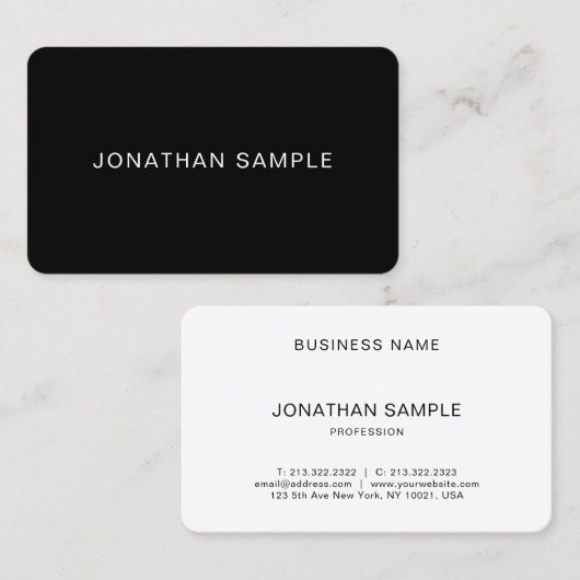 モダンエレガントミニマルトレンディーB&Wテンプレート 名刺 (正面/裏面)