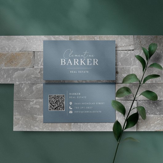 モダンエレガントミニマルブルーシンプルタイポグラフィ 名刺