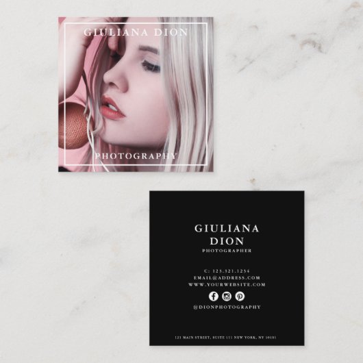 モダンエレガントミニマル写真シンプル撮影 スクエア名刺 (正面/裏面)