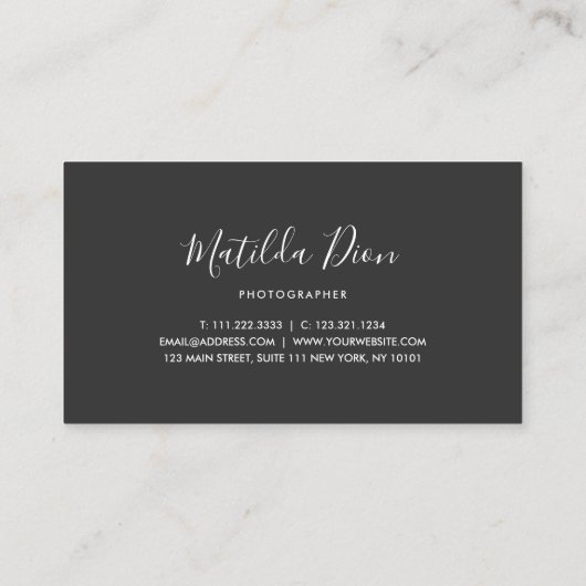 モダンエレガントミニマル写真シンプル撮影 名刺 (裏面)