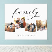 モダンエレガントミニマル写真パーソナライズされたコラージュ キャンバスプリント (インサイチュ (ウッドフロア))